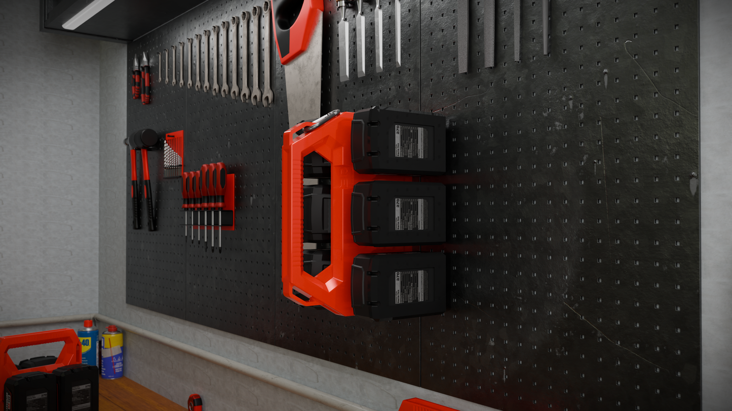 Milwaukee Battery Caddy PowerSlide Carrier 6 w/ AirTag Tracking Support by TripleD Tools - Secure Battery Holder Made in America - TripleD Tools