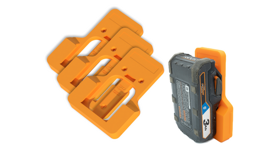 TripleD Tools PowerSlide Pro for Ridgid Power Tools: 3D Printed 3 Pack Battery Mount Secure Ergonomic & Belt-Clip Design & Made in USA - TripleD Tools