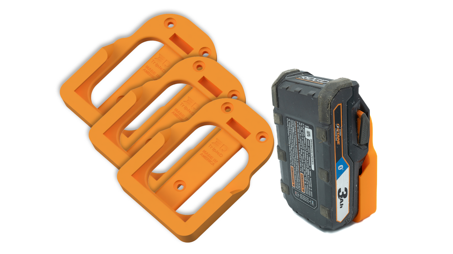 TripleD Tools PowerSlide Lite: Slim & Stealth 3D Printed 3 Pack Battery Mount for Ridgid Power Tools Secure Ergonomic, Durable & Made in USA - TripleD Tools