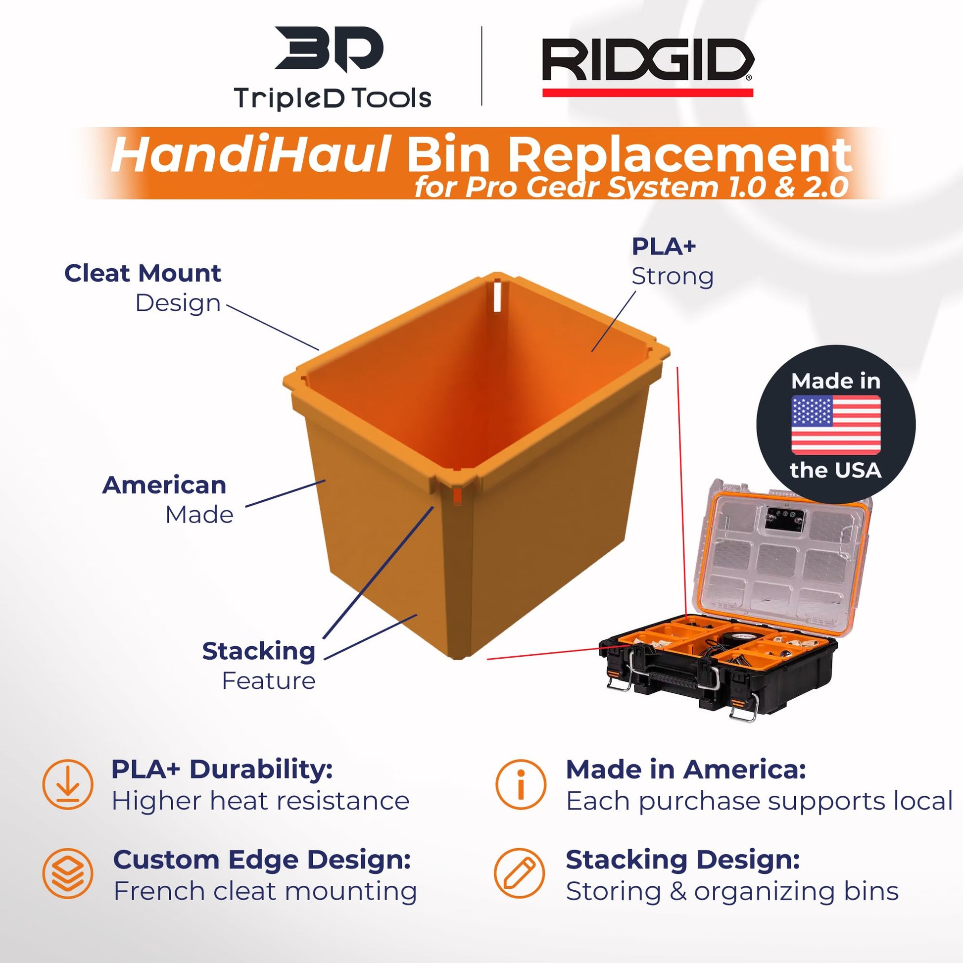 TripleD Tools HandiHaul Replacement Upgraded Bins for Pro Gear System 1.0 & 2.0 - Upgrade and Organize Your Toolbox with Ease - TripleD Tools