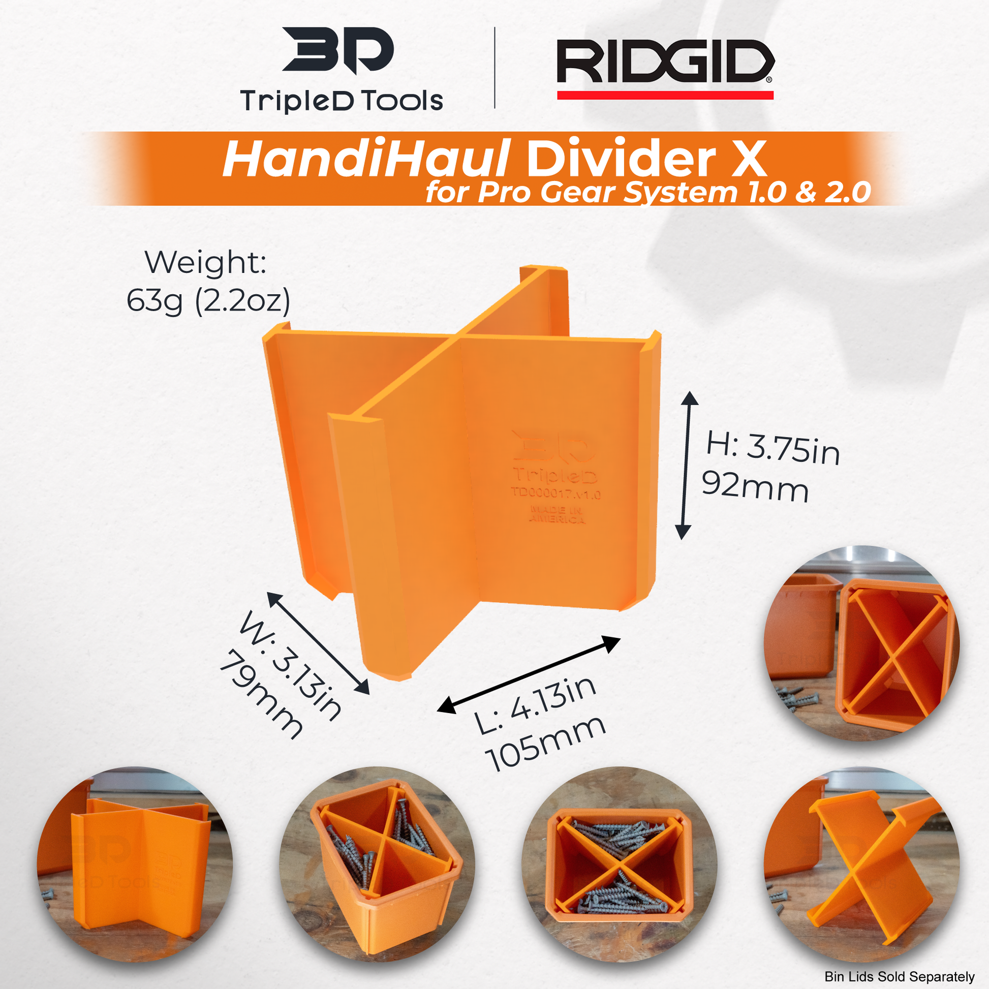 TripleD Tools HandiHaul Divider X Bin Dividers for Pro Gear System Bins - TripleD Tools