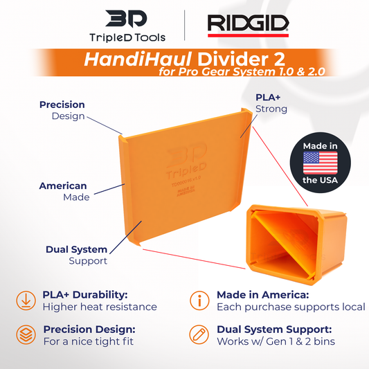 TripleD Tools HandiHaul Divider 2 Bin Dividers for Pro Gear System Bins - Set of 3 - TripleD Tools