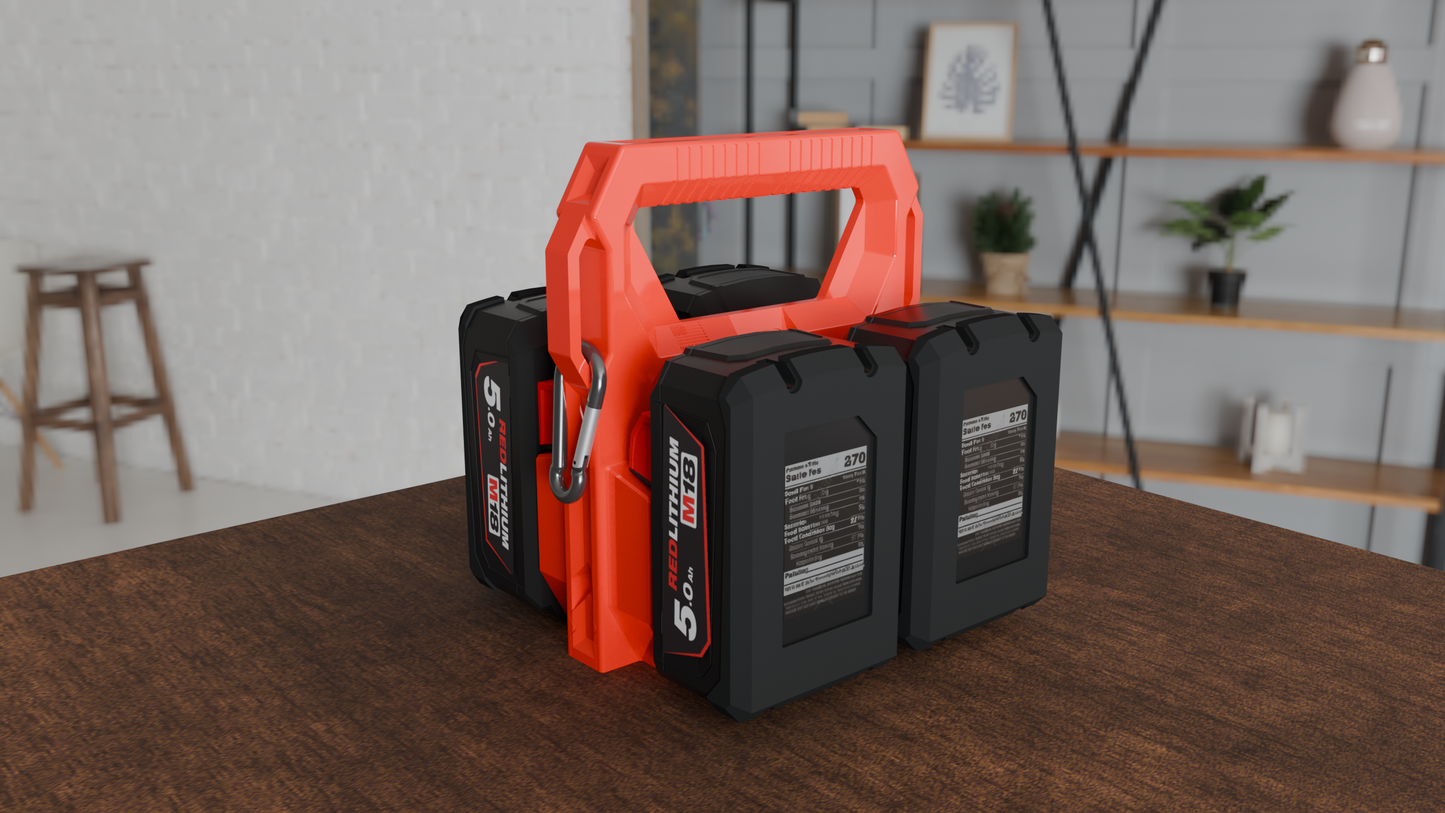 Milwaukee Battery Caddy PowerSlide Carrier 4 w/ AirTag Tracking Support by TripleD Tools - Secure Battery Holder Made in America - TripleD Tools