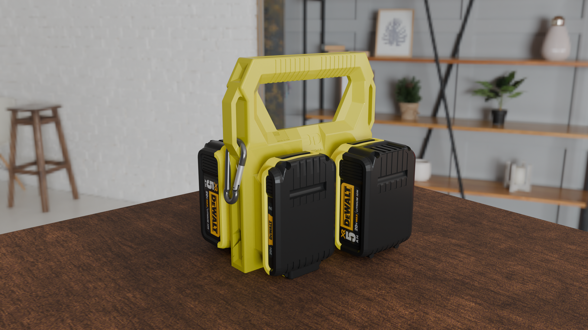 Dewalt Battery Caddy PowerSlide Carrier 4 w/ AirTag Tracking Support by TripleD Tools - Secure Battery Holder Made in America - TripleD Tools