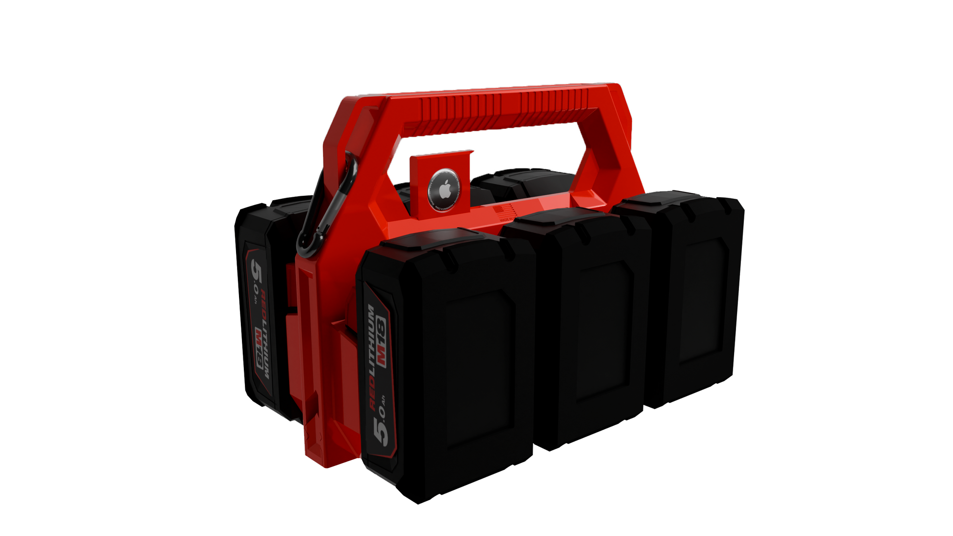 Milwaukee Battery Caddy PowerSlide Carrier 6 w/ AirTag Tracking Support by TripleD Tools - Secure Battery Holder Made in America - TripleD Tools