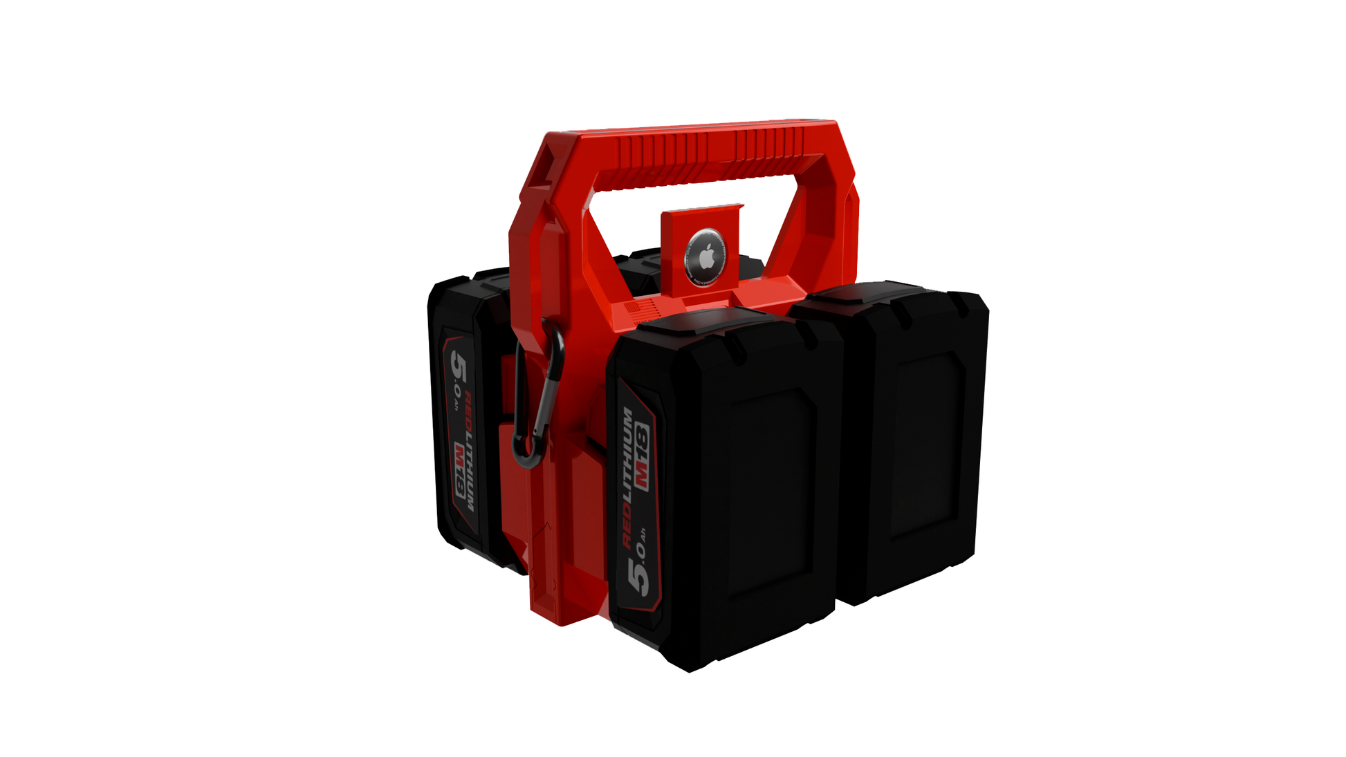 Milwaukee Battery Caddy PowerSlide Carrier 4 w/ AirTag Tracking Support by TripleD Tools - Secure Battery Holder Made in America - TripleD Tools