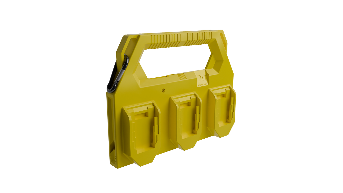 Dewalt Battery Caddy PowerSlide Carrier 6 w/ AirTag Tracking Support by TripleD Tools - Secure Battery Holder Made in America - TripleD Tools