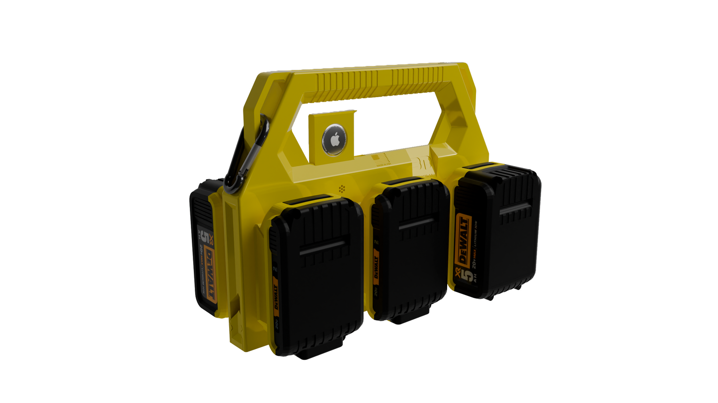 Dewalt Battery Caddy PowerSlide Carrier 6 w/ AirTag Tracking Support by TripleD Tools - Secure Battery Holder Made in America - TripleD Tools