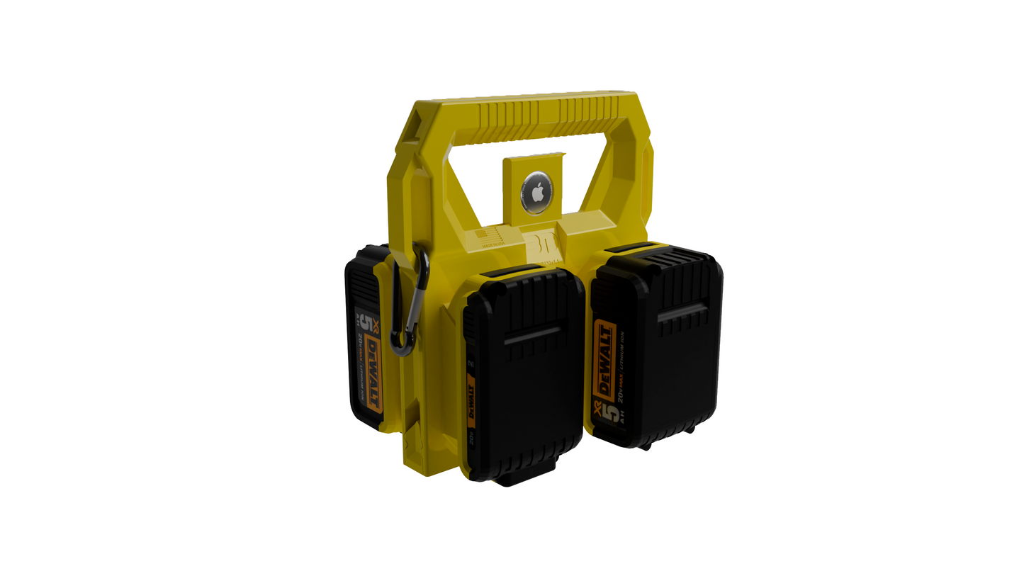 Dewalt Battery Caddy PowerSlide Carrier 4 w/ AirTag Tracking Support by TripleD Tools - Secure Battery Holder Made in America - TripleD Tools