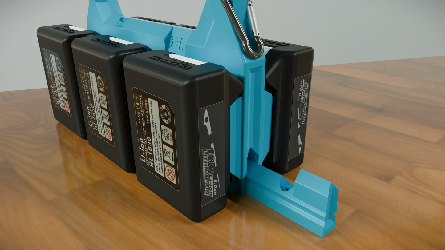 Makita Battery Caddy PowerSlide Carrier 4 & 6 w/ AirTag Tracking Support by TripleD Tools - Secure Battery Holder Made in America - TripleD Tools